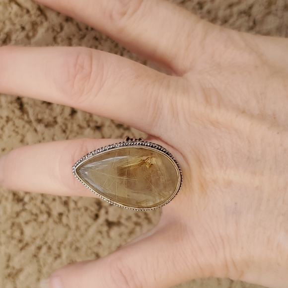 New Golden Rutile 925 Silver Ring. - Picture 14 of 15